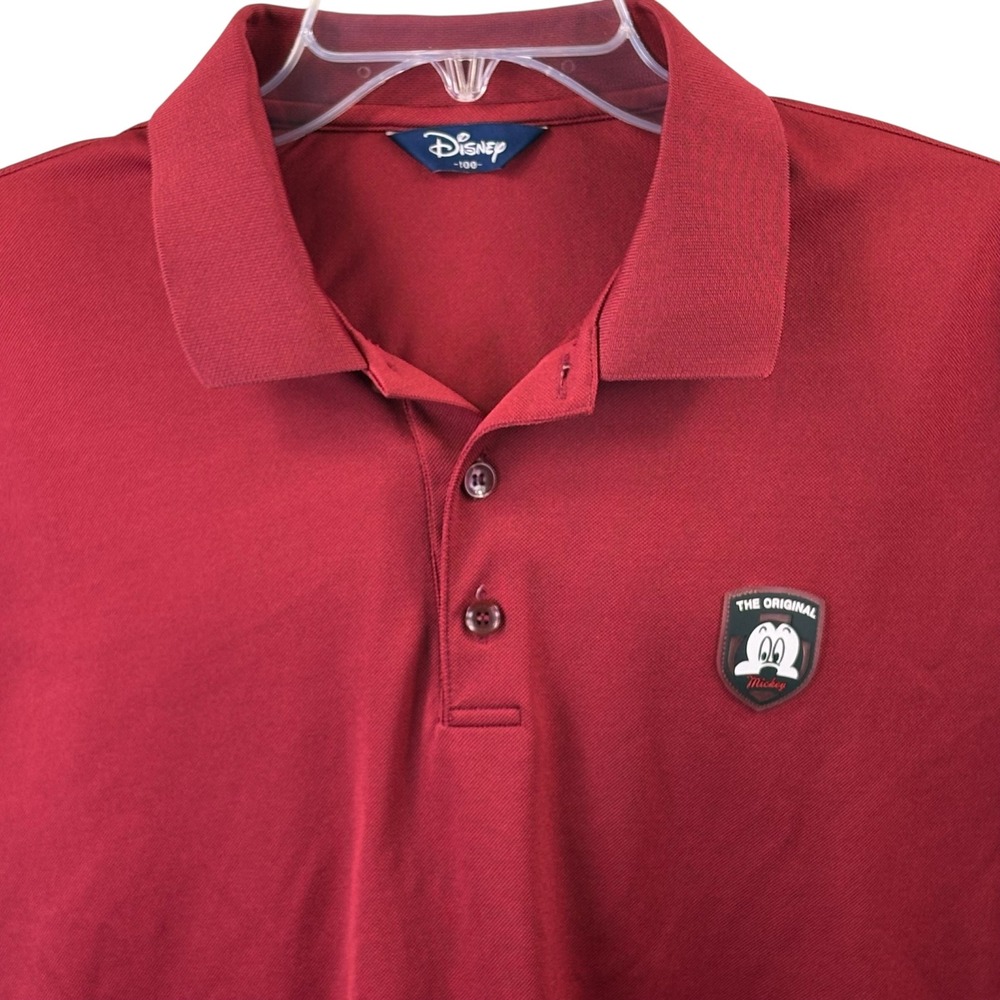 Disney Mickey Mouse Mens Short Sleeve Polo Shirt Maroon Red Size 100/Medium